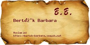 Bertók Barbara névjegykártya